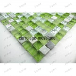 Mosaique verre et pierre douche italienne, salle de bain samba 1m2