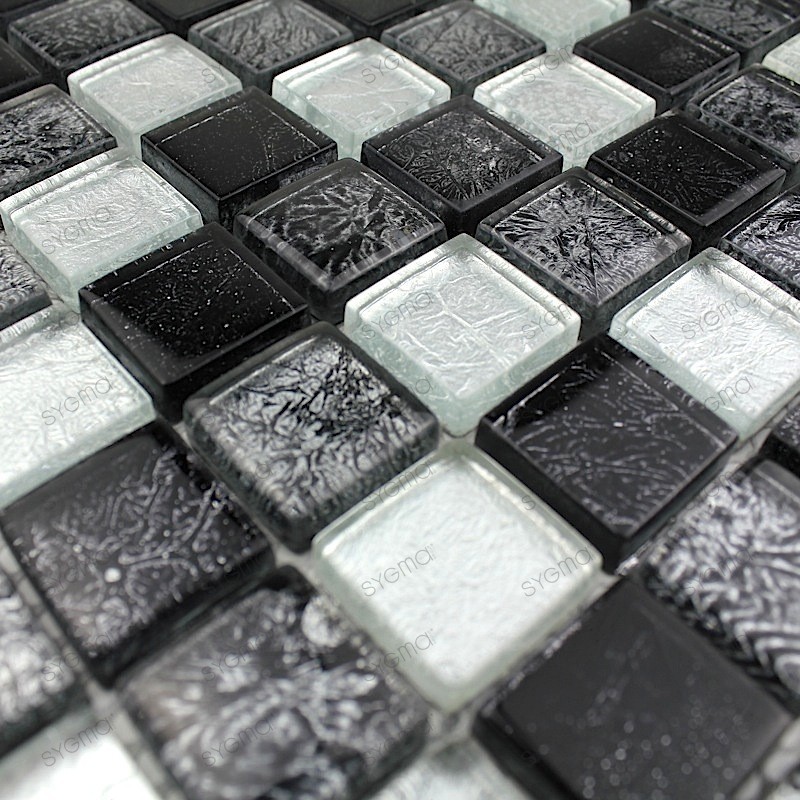 Mosaique verre douche salle de bain Lux noir 1m2