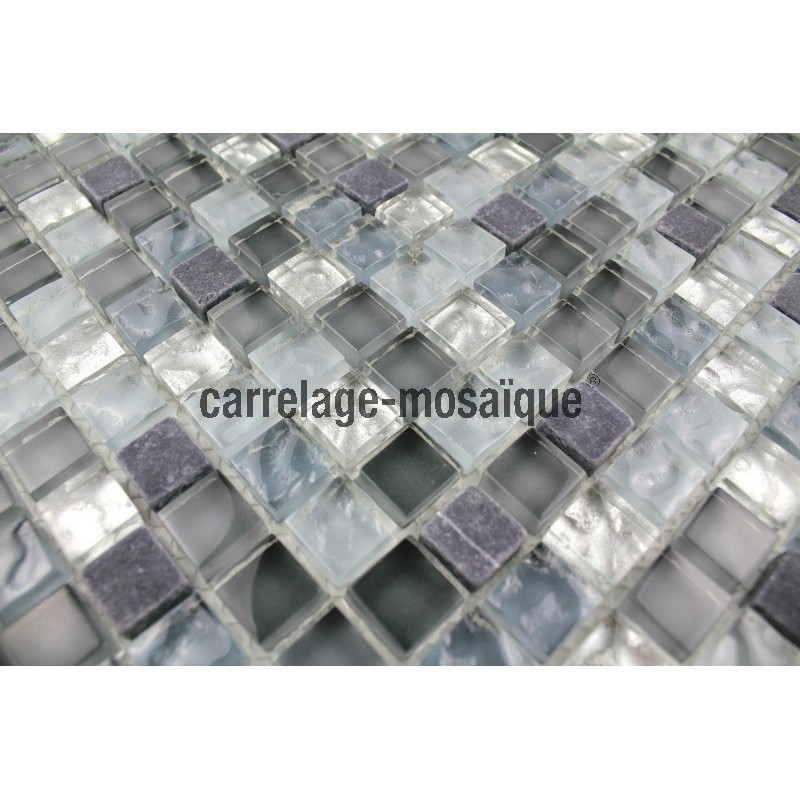 Glass and stone mosaic shower bathroom splashback mezzo 1sqm