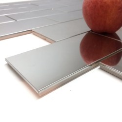 Mosaique inox credence cuisine brick 150 miroir