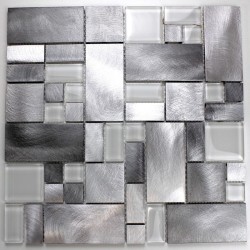 Carrelage aluminium mosaique credence cuisine echantillon Aspen