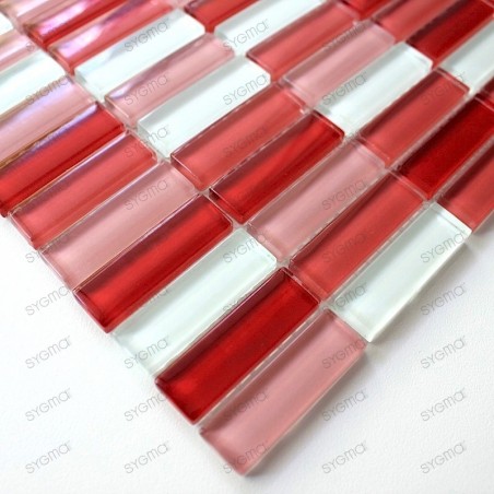 mosaique de verre salle de bain douche rectangular rouge