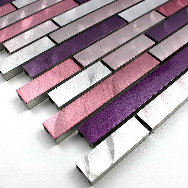 Carrelage aluminium mosaique crédence cuisine echantillon blend violet