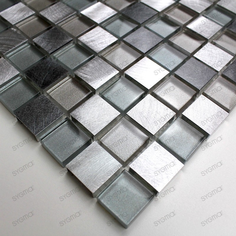 Mosaico de Aluminio en muestra para cocina banos y ducha italiana Heho