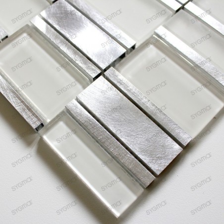 Aluminium mosaic sample for splashback worktop kitchen Albi Blanc