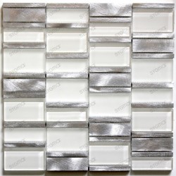 Carrelage aluminium mosaique cuisine Albi Blanc echantillon