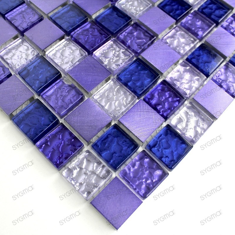 Aluminium mosaic sample for splashback kitchen worktop Nomade Violet