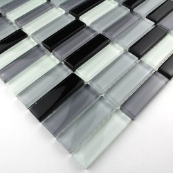 Glass mosaic for italian showerand bathroom rectangular noir sample