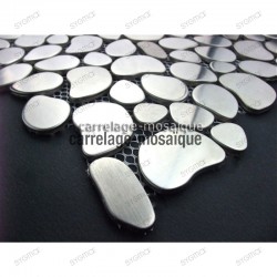 Mosaico de acero inoxidable suelo ducha italiana muestra galet inox