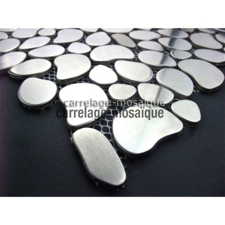 Mosaico de acero inoxidable suelo ducha italiana muestra galet inox