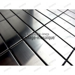 Mosaico de acero inoxidable para cocina y ducha rectangular 74