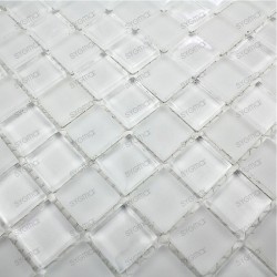 Mosaique verre douche italienne ech mat blanc 23