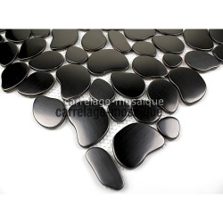 Stainless stell mosaic splashback kitchen sample Galet noir