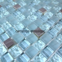 muestra mosaico vidrio ducha italiana Harris bleu