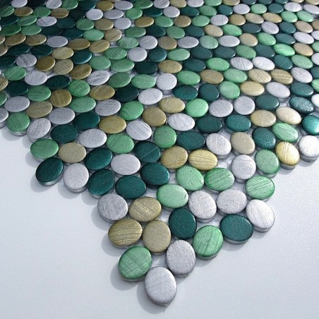 Aluminium mosaic sample for splashback worktop oval vert sample