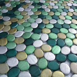 Aluminium mosaic sample for splashback worktop oval vert sample