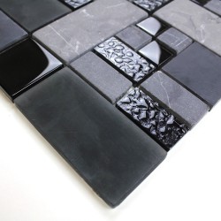 Glass and stone mosaic sample for shower Shadow