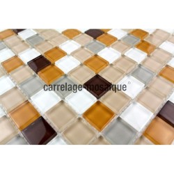 Glass mosaic sample for floor shower italian Honey