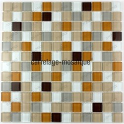 Glass mosaic sample for floor shower italian Honey