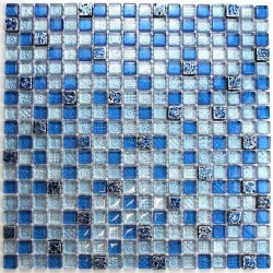 Glass and stone mosaic sample for shower kitchen Eaton