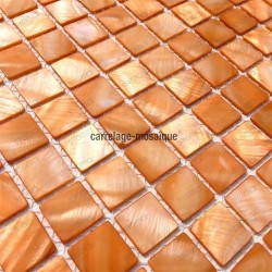 Suelo ducha en mosaico de madreperla muestra Nacarat Orange