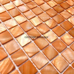 Suelo ducha en mosaico de madreperla muestra Nacarat Orange