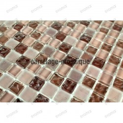 Glass mosaic sample for shower kitchen Opus Marron