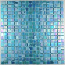 Glass mosaic sample for italian shower hammam Rainbow Azur