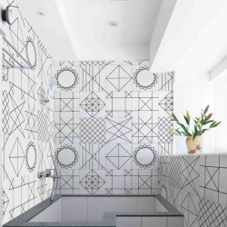 Cement tiles patchwork Geomtric Line kitchen bathroom