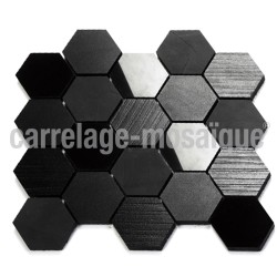 Mosaique credence de cuisine ou douche Carbone Hex