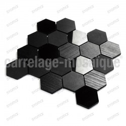 Mosaico de piedra para cocina y ducha color negro Carbone Hex