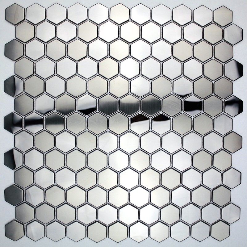 carreaux carrelage hexagon metal acier miroir et brossé in-yuri