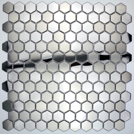 carreaux carrelage hexagon metal acier miroir et brossé in-yuri