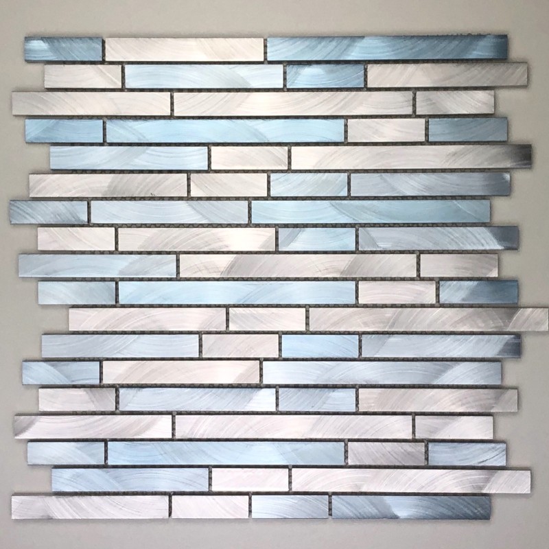 Mosaique en aluminium pour mur cuisine et salle de bain blend-bleu