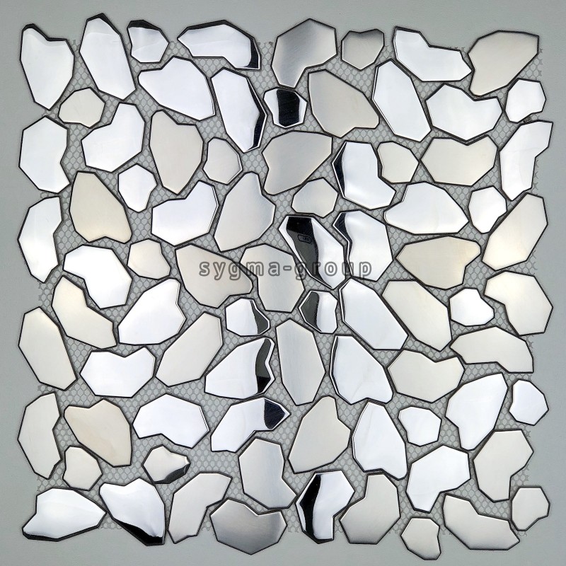 plaque galets mosaique inox cuisine credence et sol SYRUS