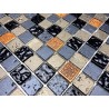 Carrelage mosaique verre et pierre 1 plaque METALLIC NOIR