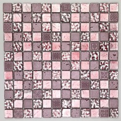 Carrelage mosaique verre et pierre Alliage Rose