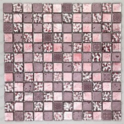 Tile mosaic glass and stone Alliage Rose
