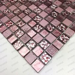 Azulejo mosaico de vidrio y piedra Alliage Rose