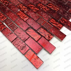 Mosaico vidrio y piedra 1m2 modelo metallic brique rouge