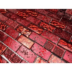 Tile mosaic glass and stone model 1 sqm metallic brique rouge