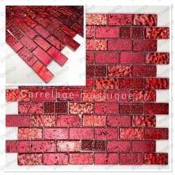 Muestra malla Mosaico cuarto de banos y cocina model metaliic brique rouge
