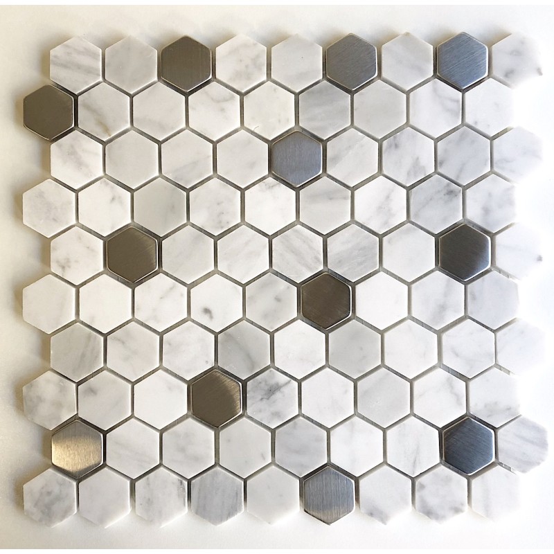 Hexagonal marble tile mosaic for wall and floor mp-nuno