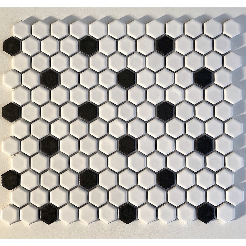 Azlujo mosaico de ceramica blanco y negro para suelo y muro mp-daven