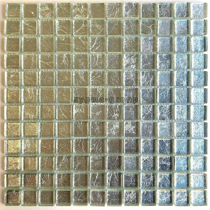 carreaux mosaique argent en verre pour mur hedra-argent