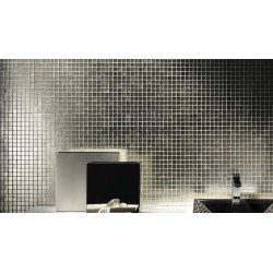 carreaux mosaique argent en verre pour mur hedra-argent