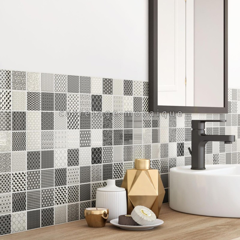 carreaux mosaique murale en verre noir pour cuisine et salle de bain mv-salax