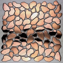 stainless steel pebble copper backsplash kitchen mosaic shower syrus cuivre mix