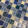 Blue mosaic tiles glass walkin shower Arezo Cyan
