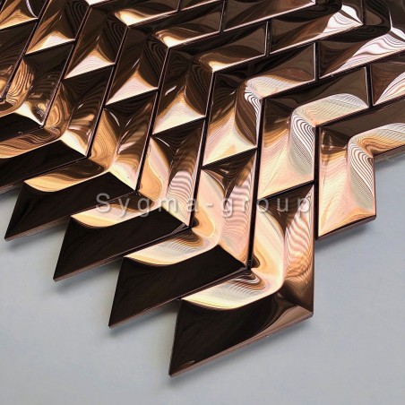 Copper mirror stainless steel mosaic tile model Vernet